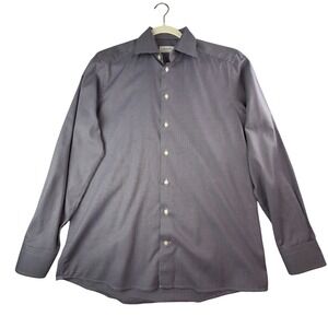 Eton Contemporary Dress Shirt Brown Blue Micro Check Cotton Spread Collar 16 41